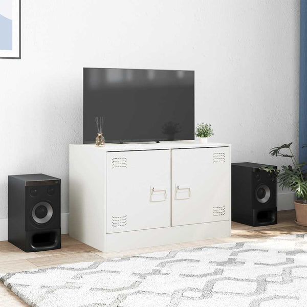 Weißes TV-Lowboard Damian 67x39x44cm (Stahl)