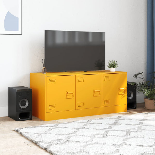Senfgelbes TV-Möbel Tulcer 99x39x44cm (Stahl)