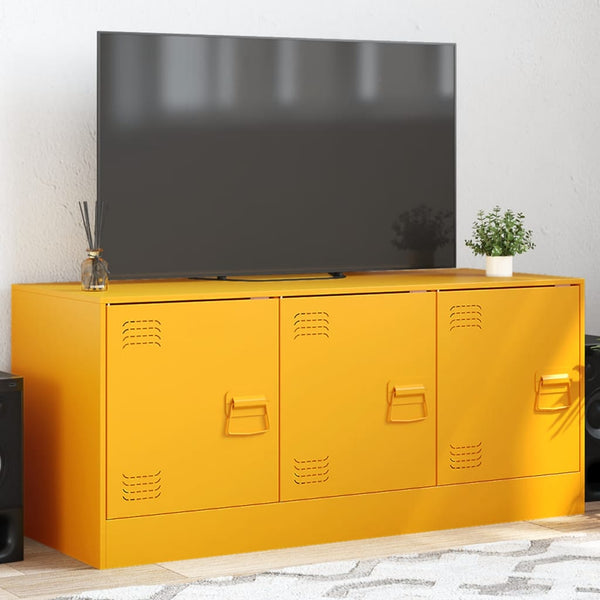 Senfgelbes TV-Möbel Tulcer 99x39x44cm (Stahl)