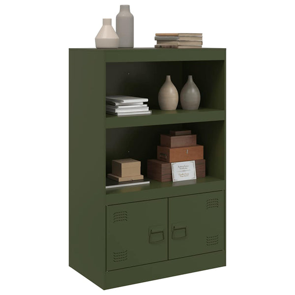 Olivgrüne Kommode Enzo 67x39x107cm (Stahl)