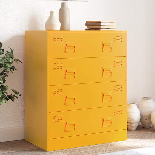 Senfgelber Nachttisch Petruna 67x39x83cm (Stahl)