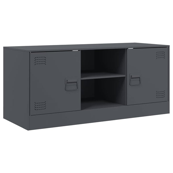 Anthrazitfarbenes TV-Board Dervin 99x39x44cm (Stahl)