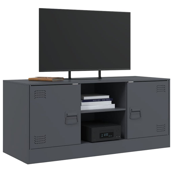 Anthrazitfarbenes TV-Board Dervin 99x39x44cm (Stahl)