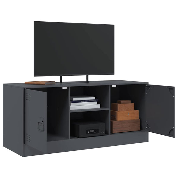 Anthrazitfarbenes TV-Board Dervin 99x39x44cm (Stahl)
