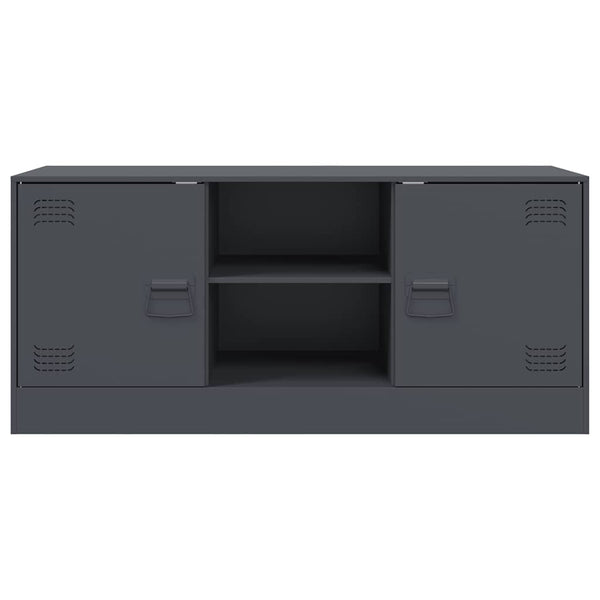 Anthrazitfarbenes TV-Board Dervin 99x39x44cm (Stahl)