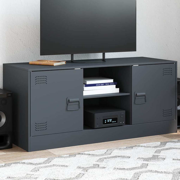 Anthrazitfarbenes TV-Board Dervin 99x39x44cm (Stahl)