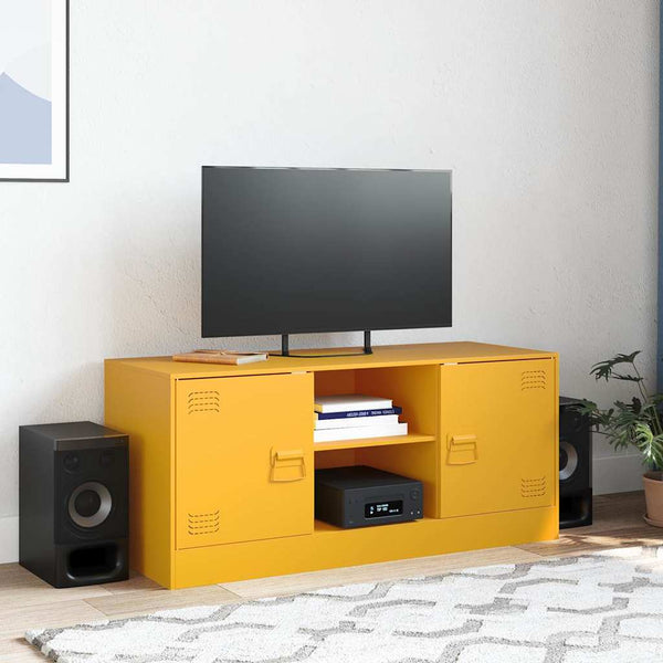 Senfgelbes TV-Möbel Dervin 99x39x44cm (Stahl)