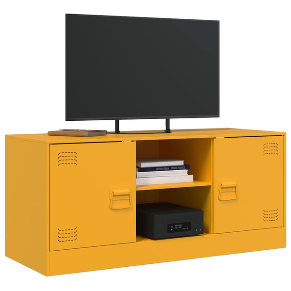 Senfgelbes TV-Möbel Dervin 99x39x44cm (Stahl)
