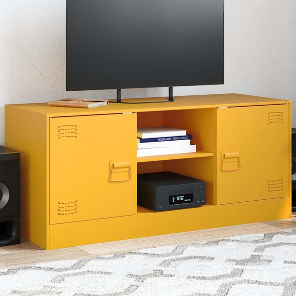 Senfgelbes TV-Möbel Dervin 99x39x44cm (Stahl)