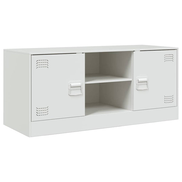 Weißes TV-Lowboard Dervin 99x39x44cm (Stahl)