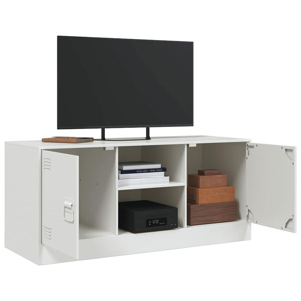 Weißes TV-Lowboard Dervin 99x39x44cm (Stahl)