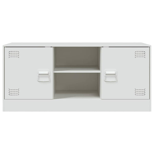 Weißes TV-Lowboard Dervin 99x39x44cm (Stahl)