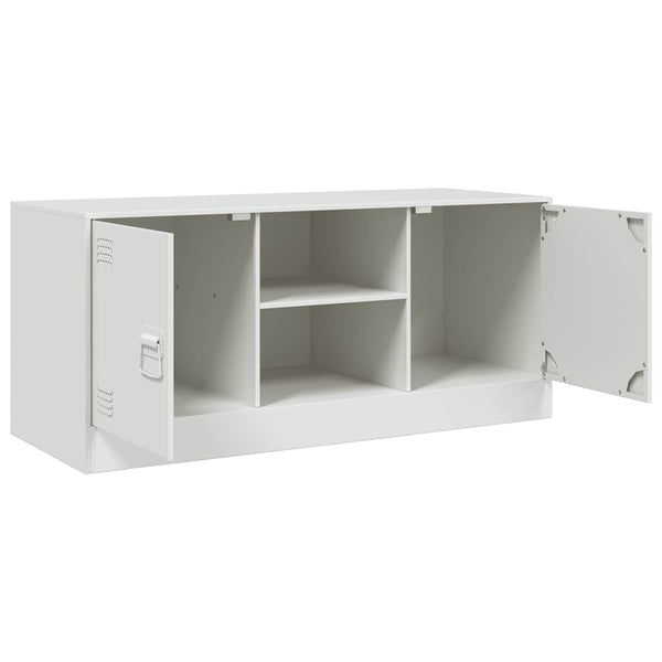 Weißes TV-Lowboard Dervin 99x39x44cm (Stahl)