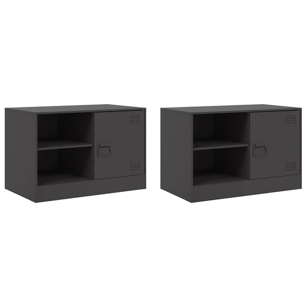 Schwarze TV-Möbel Theodotta 67x39x44cm (2 Stück, Stahl)