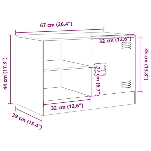Anthrazitfarbener TV-Schrank Theodotta 67x39x44cm (Stahl)