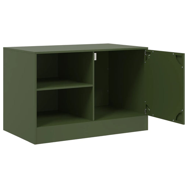 Olivgrünes TV-Möbel Theodotta 67x39x44cm (Stahl)