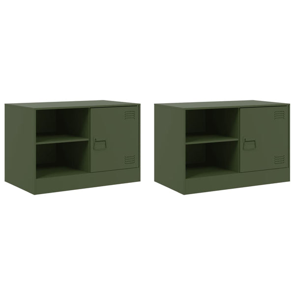Olivgrüne TV-Lowboards Theodotta 67x39x44cm (2 Stück, Stahl)