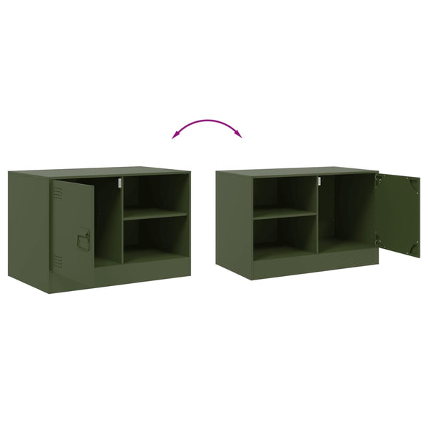Olivgrüne TV-Lowboards Theodotta 67x39x44cm (2 Stück, Stahl)
