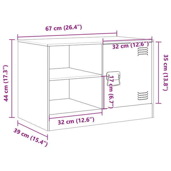 Weißes TV-Rack Theodotta 67x39x44cm (Stahl)