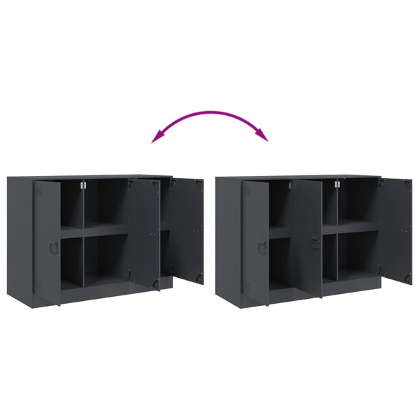 Anthrazitfarbenes Sideboard Togu 99x39x73cm (Stahl)