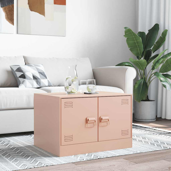 Pinkfarbener Couchtisch Brehar 67x50x44cm (Stahl)