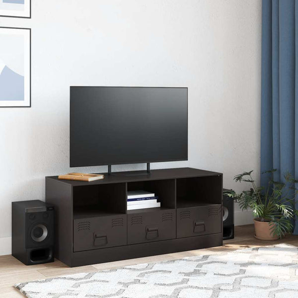 Schwarzes TV-Möbel Sirianu 99x39x44cm (Stahl)