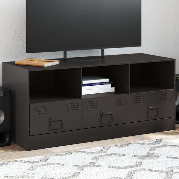 Schwarzes TV-Möbel Sirianu 99x39x44cm (Stahl)