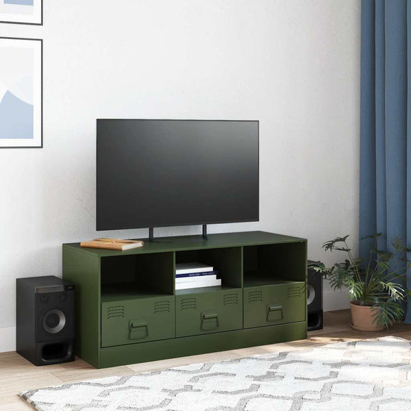TV-Unterschrank Sirianu olivgrün 99x39x44cm (Stahl)