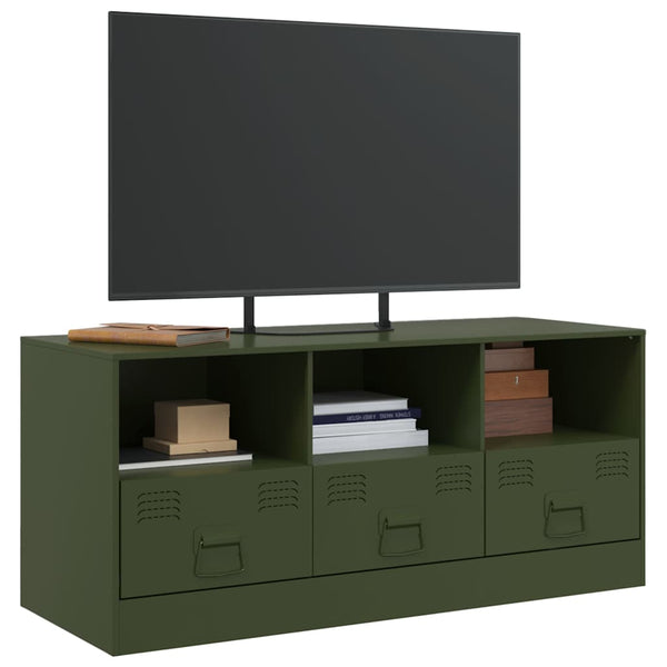 TV-Unterschrank Sirianu olivgrün 99x39x44cm (Stahl)