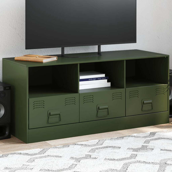 TV-Unterschrank Sirianu olivgrün 99x39x44cm (Stahl)