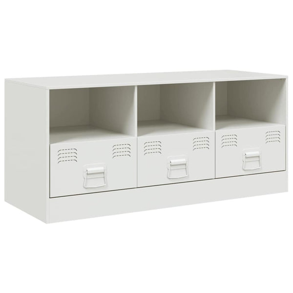 Weißes TV-Lowboard Sirianu 99x39x44cm (Stahl)