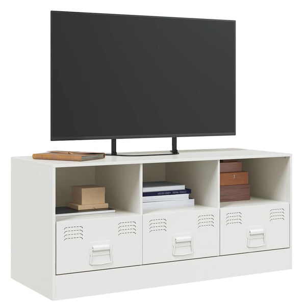 Weißes TV-Lowboard Sirianu 99x39x44cm (Stahl)