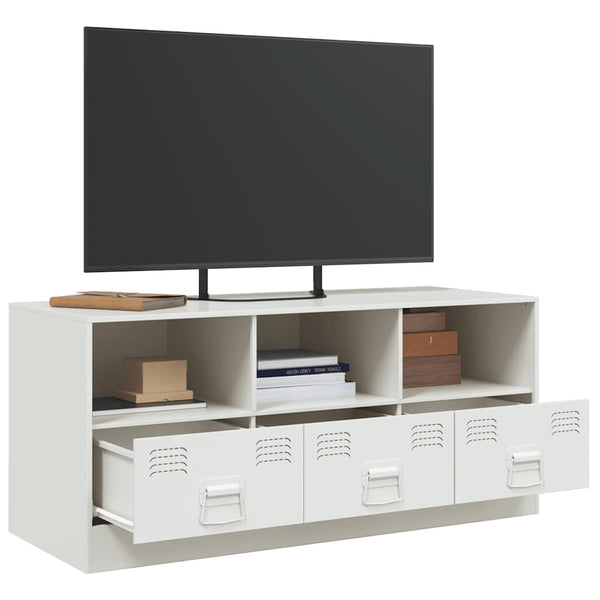 Weißes TV-Lowboard Sirianu 99x39x44cm (Stahl)