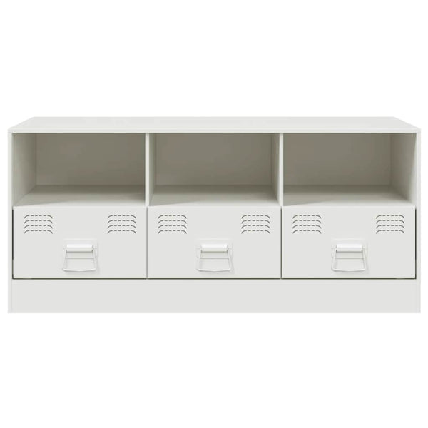 Weißes TV-Lowboard Sirianu 99x39x44cm (Stahl)