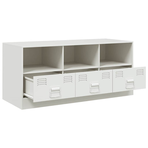 Weißes TV-Lowboard Sirianu 99x39x44cm (Stahl)