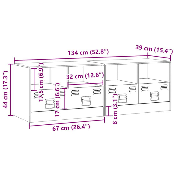 Anthrazitfarbene TV-Möbel Brittny 67x39x44cm (2 Stück Stahl)