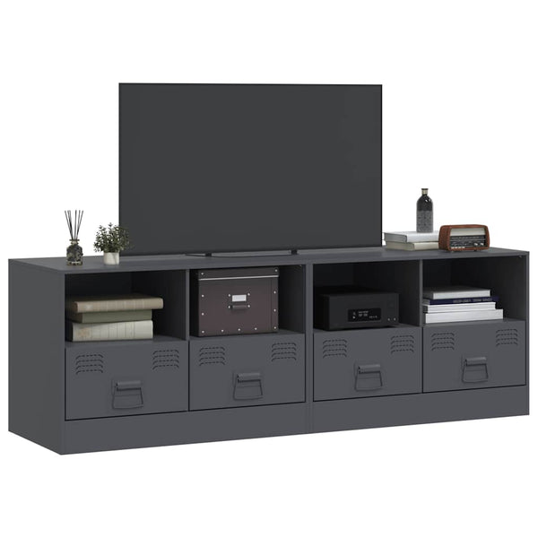 Anthrazitfarbene TV-Möbel Brittny 67x39x44cm (2 Stück Stahl)