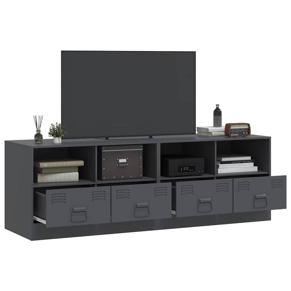 Anthrazitfarbene TV-Möbel Brittny 67x39x44cm (2 Stück Stahl)