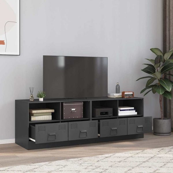 Anthrazitfarbene TV-Möbel Brittny 67x39x44cm (2 Stück Stahl)