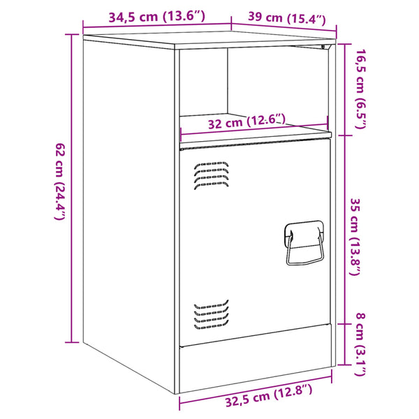 Antrasiitti yöpöydät Computer 34,5x39x62cm (2 kpl, teräs)