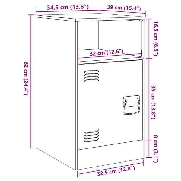 Valkoinen yöpöydät Computer 34,5x39x62cm (2 kpl, teräs)