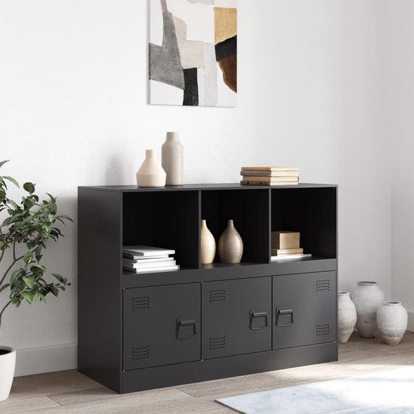 Schwarzes Sideboard Aronica 99x39x73cm (Stahl)