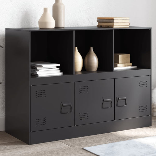 Schwarzes Sideboard Aronica 99x39x73cm (Stahl)