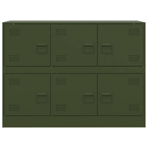Olivgrüne Kommode Veysi 99x39x73cm (Stahl)