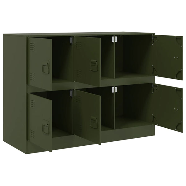 Olivgrüne Kommode Veysi 99x39x73cm (Stahl)