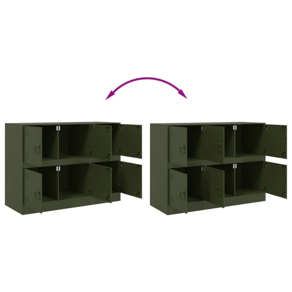 Olivgrüne Kommode Veysi 99x39x73cm (Stahl)
