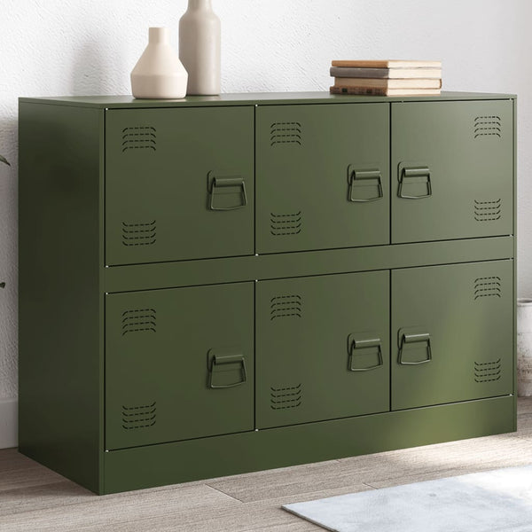 Olivgrüne Kommode Veysi 99x39x73cm (Stahl)