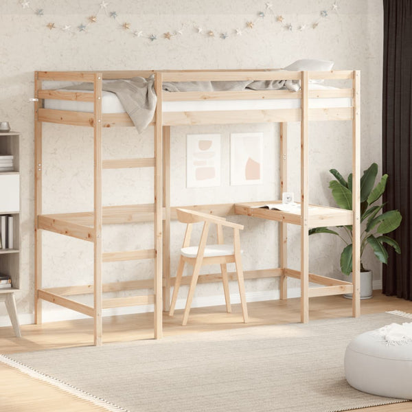 Hochbett mit Schreibtisch Suleiman 90x200cm (Kiefer)