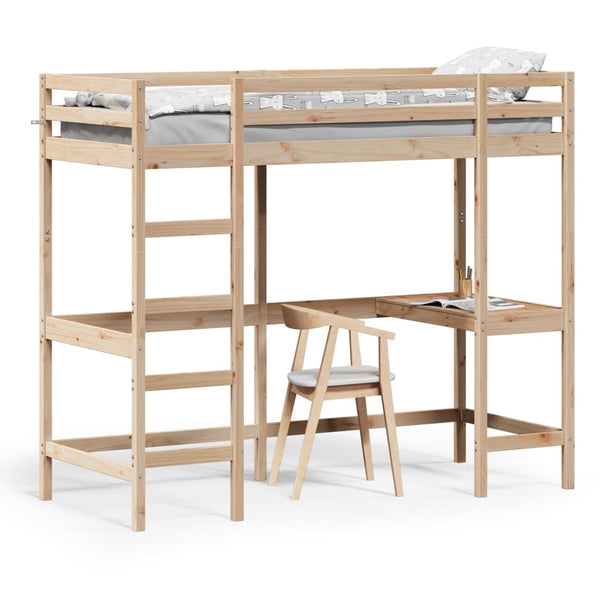 Hochbett mit Schreibtisch Suleiman 75x190cm (Kiefer)