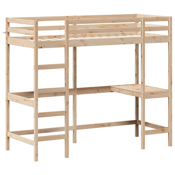 Hochbett mit Schreibtisch Suleiman 75x190cm (Kiefer)
